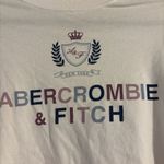 Abercrombie & Fitch White Tee with Blue and Pink Logo Photo 1