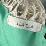 Illa Illa  Green Sleeveless Swing Sundress Ivory Mesh Net Crochet Back Size Small Photo 4