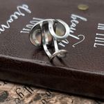 Vintage 1970s White Rhinestone Adjustable Boho Ring Stainless Steel Photo 3