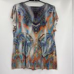 Unity World Wear Boho Sequin Top Sz 3X Y2K Paisley Festival Southwest Hippie Orange Photo 5