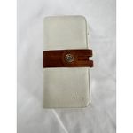 Cluci Wallet Clutch Organizer Card Holder Snap‎ Closure White Brown Medium Photo 1