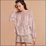 Wilfred Aritzia  Lourdes Women's Pink Floral Sheer Long Sleeve Blouse Size Medium Photo 1