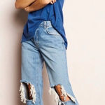 We The Free  People Jeans Womens 31 Maggie Straight Mid Rise Crop Distressed Photo 0
