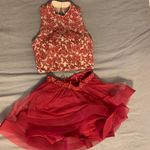 Red Two Piece Prom Dress Size 6 Photo 2
