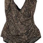 MiracleSuit 12 One Piece Swimsuit Ruched Waist Black Tan Geometric Bathing Suit Photo 1