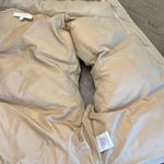 Olivaceous  liza faux leather cropped puffer vest in tan Photo 9