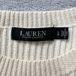 Ralph Lauren LAUREN  L Women Cream Cotton Ribbed Knit Pullover Sweater Crewneck Photo 3
