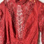 Saylor Cotton Blend Celia Scallop Lace Open Back Long Sleeve Mini Dress L Photo 0