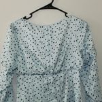 Choosy Light Blue Satin Polka Dot Dress Size Small Photo 6