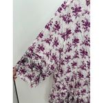 Ellos Womens White Purple Floral Button Down Shirt Size 3X Cotton Half Sleeve Photo 2