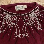 Anthropologie Field Flower Pearled Bow Sweater Raspberry S  Photo 8