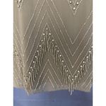 Alice + Olivia  Dress Womens Small Gray Beaded Silk Mini V Neck Fringe Party Photo 3