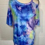Aly Daly Blue Purple Green Tie Dye Off One Shoulder T Photo 0