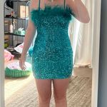 Miss Lola Teal Sequin Mini Dress Photo 2