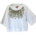 Anthropologie Beaded Popping Blouse Sz Medium not so serious 3D flower top Photo 1