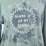 Mighty fine Green Distressed Blame It On My Zodiac Cropped Tee Size Small Photo 1