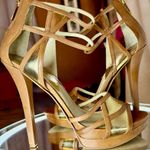 Michael Kors  Jaida Gold and Brown Leather Strappy Heels size 9.5 new Photo 9