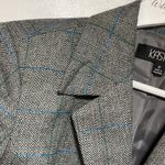 Vintage Kasper Pinstriped Blazer Light Shoulder Pads Gray Blue Green Size 12 Photo 7