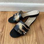 Alepel leather hand painted flats sandals Anthropologie boho leopard Emily Black Size 9 Photo 0