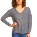 Ella Moss charcoal gray v-neck ribbed pullover sweater size large Photo 0