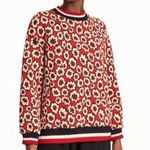 H&M Red Floral Jacquard Patterned Sweatshirt Photo 0