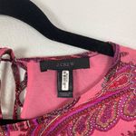 J.Crew Woman's Sz 4 Pink Paisley Printed Ruffle Front Silk Blouse Top Photo 4