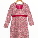 60’s Custom Pink Floral Metallic Velvet Trim Long Sleeve Maxi Dress Size M Photo 1