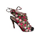 Betsey Johnson Rexie Rose Print Floral Lace Back Heels Size 8 Photo 2