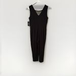 ALEXA B Nite Women’s Jumpsuit Sz 8 Sleeveless V Neck Jeweled Sequin Mesh Black Photo 2