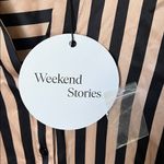 NWT weekend stories black and tan striped satin shirt dress Size L Photo 2