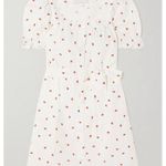 NWOT Sleeper Brigitte Belted Strawberry Printed 100% Linen Voile Mini Dress XL White Photo 3