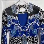 Tyler Boe Dana Velvet Patterned Sapphire Combo Midi Pencil Dress NEW W2014 Sz L Blue Size L Photo 6