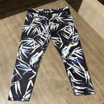 Fabletics Darby Blue Black Palm Leaf Print Cropped Leggings Photo 0