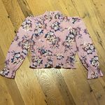 Chocolate USA  Cotton Smocked Waist Mock Neck Puff Sleeve Blouse Floral MEDIUM Photo 0