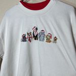Morning Sun White Long Sleeve Crew Neck Sweatshirt Holiday Dog Embroidery XL Photo 2