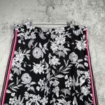Susan Graver  Floral Print Crop Wide Leg Pants Womens XLP Black White Pink Stripe Photo 3