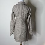 ZARA Black and Creme Houndstooth Long Sleeve Mini Dress Photo 6