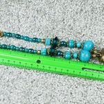 Necklace Beaded Statement Faux Turquoise Shark Took Brass Color Setting Heavy Photo 5