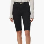 NWT Favorite Daughter The Eva Long Slim Denim Shorts Black Size 26 Photo 0