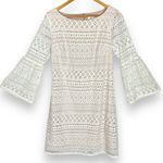 Eliza J  Dress White Lace Bell Sleeve Size 8 Wedding‎ Rehearsal Elopement Lined Photo 0
