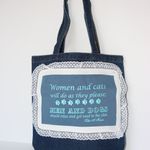 Funny Blue Denim with Lace Unlined Open Top Tote for Pet Lovers Photo 2
