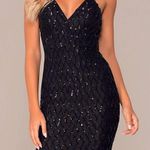 Hers & Mine Black Sequin Bodycon V Neck Mini Dress Size M Photo 0