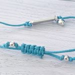 Bright Light Blue Adjustable Bracelet with Friends Charm Photo 3