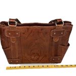 Vintage • Beautiful Embossed Leather Shoulder Bag • Made in Paraguay Brown Photo 8