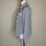 Marc New York  Black White Stripe Embroidered Floral Button Up Sz Small Photo 2