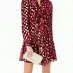 SALONI Scarlet Daisy Tilly Red Gold Black Shimmer Ruffle Mini C Dress Size 0 Photo 3