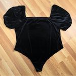 Eloquii Black Velvet Bodysuit Square Neck Short Puff Sleeve Size 26 28 New Photo 3