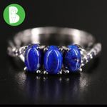 14K SOLID WHITE GOLD OVAL CABACHON LAPIS LAZULI WITH IOLITE ACCENTS (7) Blue Photo 0