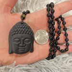 Classic Black Obsidian Buddha Big Head Pendant Tathagata Buddha Necklace Photo 2