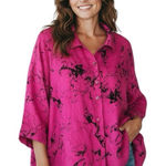 Habitat  Blouse Women's Size XL Abstract Artsy office Pink Black Photo 0